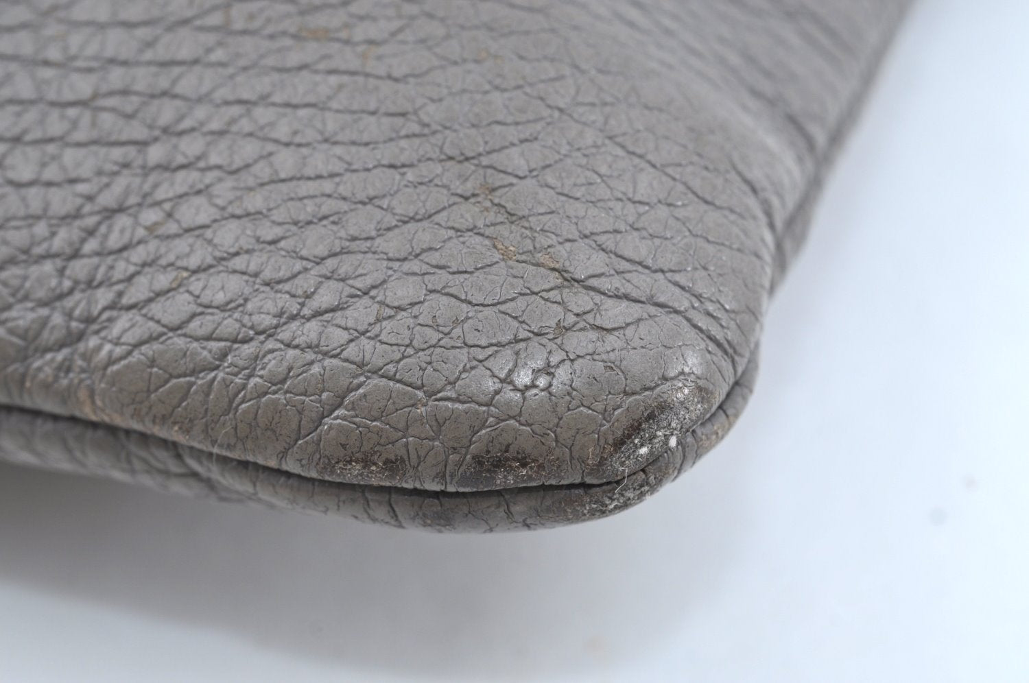 Authentic GUCCI Bamboo Tassel Clutch Hand Bag Purse Leather 449653 Gray K6621