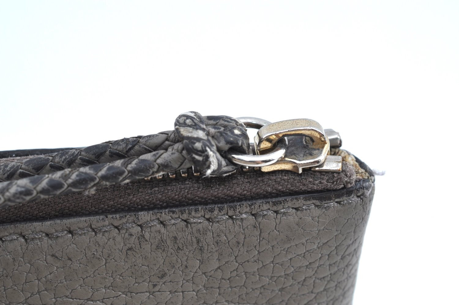 Authentic GUCCI Bamboo Tassel Clutch Hand Bag Purse Leather 449653 Gray K6621