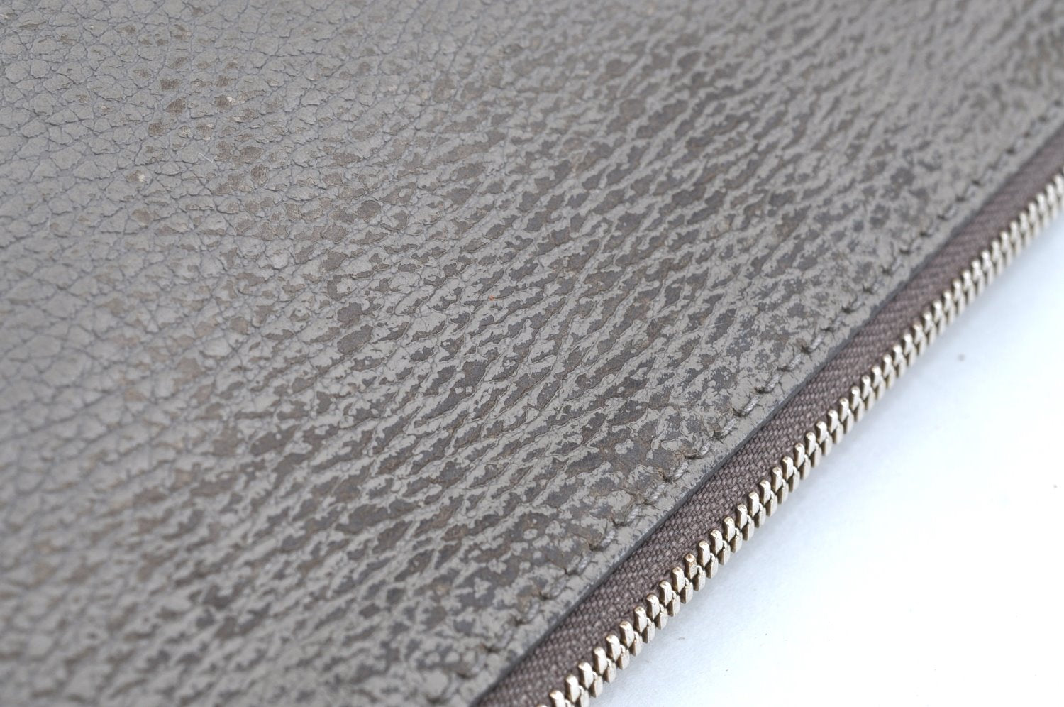 Authentic GUCCI Bamboo Tassel Clutch Hand Bag Purse Leather 449653 Gray K6621