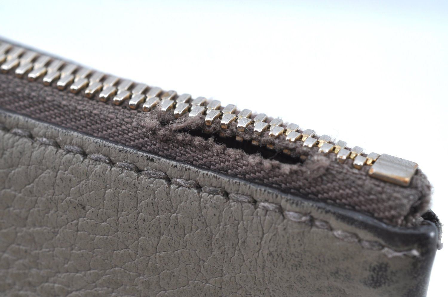 Authentic GUCCI Bamboo Tassel Clutch Hand Bag Purse Leather 449653 Gray K6621