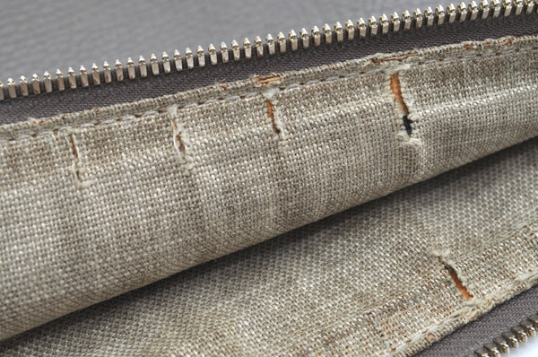 Authentic GUCCI Bamboo Tassel Clutch Hand Bag Purse Leather 449653 Gray K6621