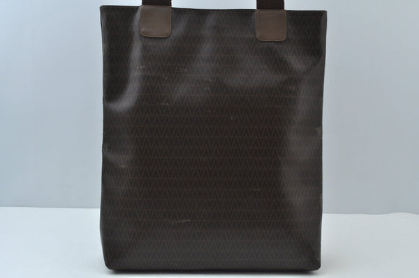 Authentic MARIO VALENTINO V Logo Shoulder Tote Bag PVC Leather Brown K6623