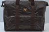 Authentic MARIO VALENTINO V Logo Vintage Boston Bag PVC Leather Brown K6658