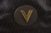 Authentic MARIO VALENTINO V Logo Vintage Boston Bag PVC Leather Brown K6658