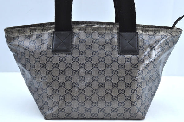 Authentic GUCCI GG Crystal Shoulder Tote Bag PVC Leather 131230 Black K6678