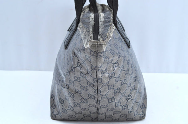 Authentic GUCCI GG Crystal Shoulder Tote Bag PVC Leather 131230 Black K6678