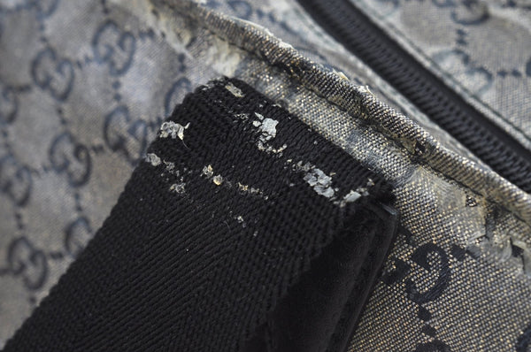 Authentic GUCCI GG Crystal Shoulder Tote Bag PVC Leather 131230 Black K6678