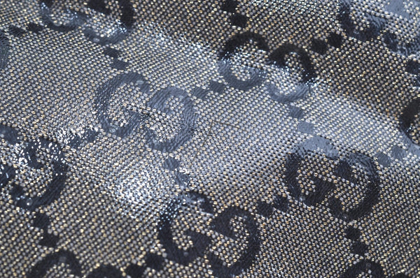 Authentic GUCCI GG Crystal Shoulder Tote Bag PVC Leather 131230 Black K6678