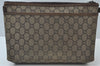 Authentic GUCCI Vintage GG Plus Clutch Hand Bag Purse PVC Leather Brown K6679