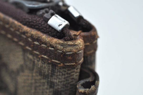 Authentic GUCCI Vintage GG Plus Clutch Hand Bag Purse PVC Leather Brown K6679