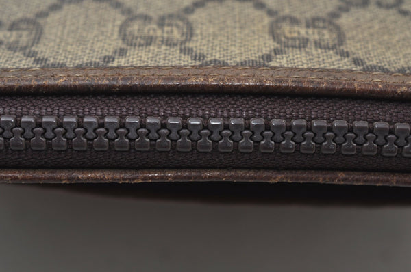 Authentic GUCCI Vintage GG Plus Clutch Hand Bag Purse PVC Leather Brown K6679