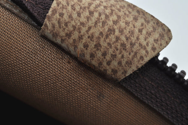 Authentic GUCCI Vintage GG Plus Clutch Hand Bag Purse PVC Leather Brown K6679