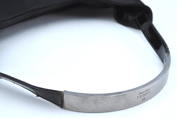 Authentic GUCCI Shoulder Hand Bag Purse Nylon Leather 0013297 Black K6691