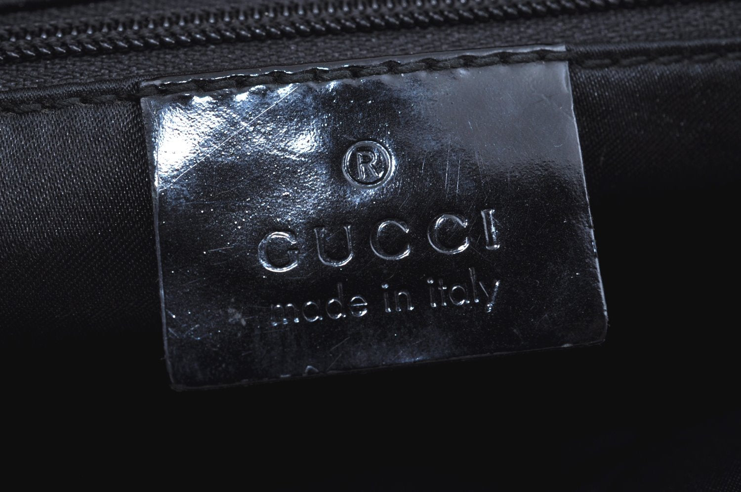 Authentic GUCCI Shoulder Hand Bag Purse Nylon Leather 0013297 Black K6691