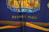 Authentic HERMES Carre 90 Scarf "LES TAMBOURS" Silk Navy K6708