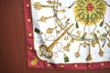 Authentic HERMES Carre 90 Scarf "LES CLES" Silk Bordeaux Red K6751