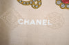 Authentic CHANEL Vintage Scarf Jewel Motif Silk Beige K6752