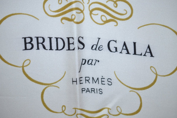 Authentic HERMES Carre 90 Scarf "BRIDES de GALA par" Silk Blue K6755