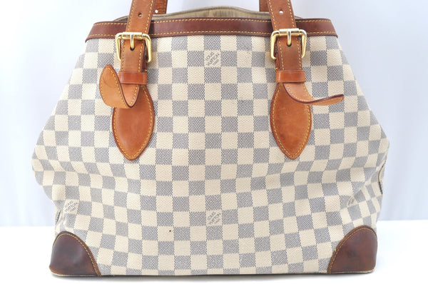 Authentic Louis Vuitton Damier Azur Hampstead MM N51206 Shoulder Tote Bag K6817