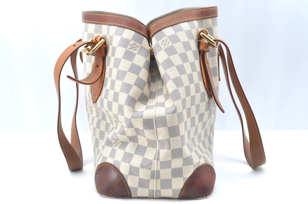Authentic Louis Vuitton Damier Azur Hampstead MM N51206 Shoulder Tote Bag K6817