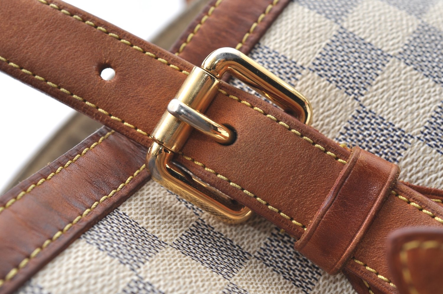 Authentic Louis Vuitton Damier Azur Hampstead MM N51206 Shoulder Tote Bag K6817