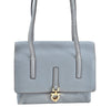 Authentic Salvatore Ferragamo Gancini Leather Shoulder Hand Bag Light Gray K6833