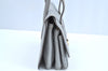 Authentic Salvatore Ferragamo Gancini Leather Shoulder Hand Bag Light Gray K6833