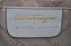 Authentic Salvatore Ferragamo Gancini Leather Shoulder Hand Bag Light Gray K6833