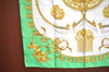 Authentic HERMES Carre 90 Scarf "LES CAVALIERS D'OR" Silk Green K6844