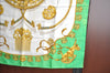 Authentic HERMES Carre 90 Scarf "LES CAVALIERS D'OR" Silk Green K6844