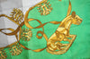 Authentic HERMES Carre 90 Scarf "LES CAVALIERS D'OR" Silk Green K6844