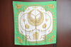 Authentic HERMES Carre 90 Scarf "LES CAVALIERS D'OR" Silk Green K6844