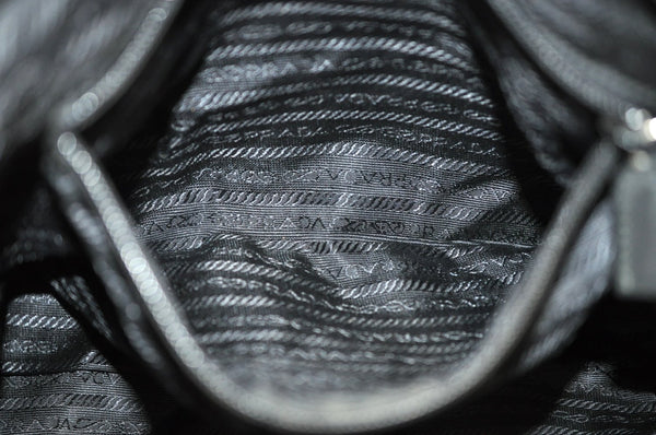 Authentic PRADA Nylon Tessuto Shoulder Hand Bag Black K6852