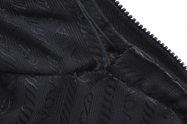 Authentic PRADA Nylon Tessuto Shoulder Hand Bag Black K6852