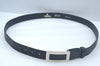 Authentic FENDI Vintage Belt Leather Size 110cm 43.3" Black Silver Box K6860