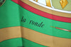 Authentic HERMES Carre 90 Scarf "parmi les fleurs je compt" Silk Green K6871