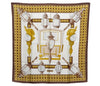 Authentic HERMES Carre 90 Scarf "FEUX DE ROUTE" Silk Brown K6873