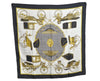 Authentic HERMES Carre 90 Scarf "LES VOITURES A TRANSFORMATION" Silk Black K6879