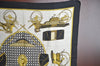 Authentic HERMES Carre 90 Scarf "LES VOITURES A TRANSFORMATION" Silk Black K6879