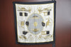 Authentic HERMES Carre 90 Scarf "LES VOITURES A TRANSFORMATION" Silk Black K6879