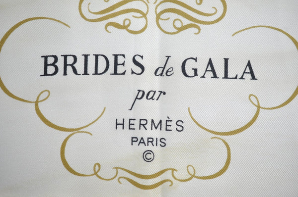 Authentic HERMES Carre 90 Scarf "BRIDES de GALA par" Silk Red K6887