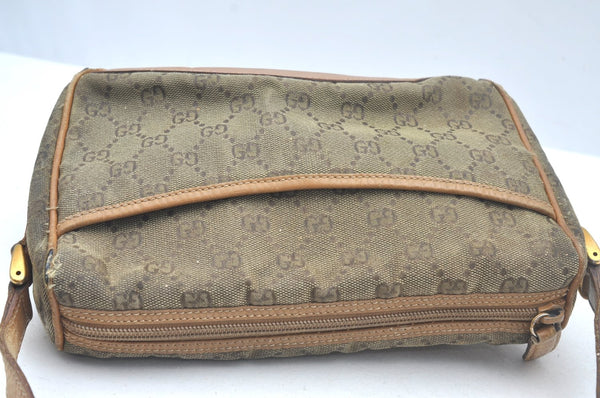 Authentic GUCCI Shoulder Cross Body Bag GG Canvas Leather Brown Junk K6918