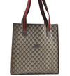 Authentic GUCCI Web Sherry Line Shoulder Tote Bag GG PVC Leather Brown K6925