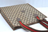 Authentic GUCCI Web Sherry Line Shoulder Tote Bag GG PVC Leather Brown K6925