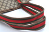 Authentic GUCCI Web Sherry Line Shoulder Tote Bag GG PVC Leather Brown K6925