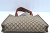 Authentic GUCCI Web Sherry Line Shoulder Tote Bag GG PVC Leather Brown K6925