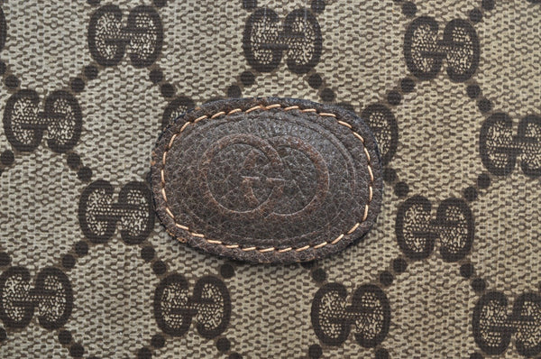 Authentic GUCCI Web Sherry Line Shoulder Tote Bag GG PVC Leather Brown K6925