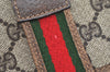Authentic GUCCI Web Sherry Line Shoulder Tote Bag GG PVC Leather Brown K6925
