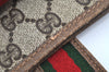 Authentic GUCCI Web Sherry Line Shoulder Tote Bag GG PVC Leather Brown K6925