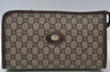 Authentic GUCCI GG Plus Vintage Clutch Hand Bag Purse PVC Leather Brown K6929